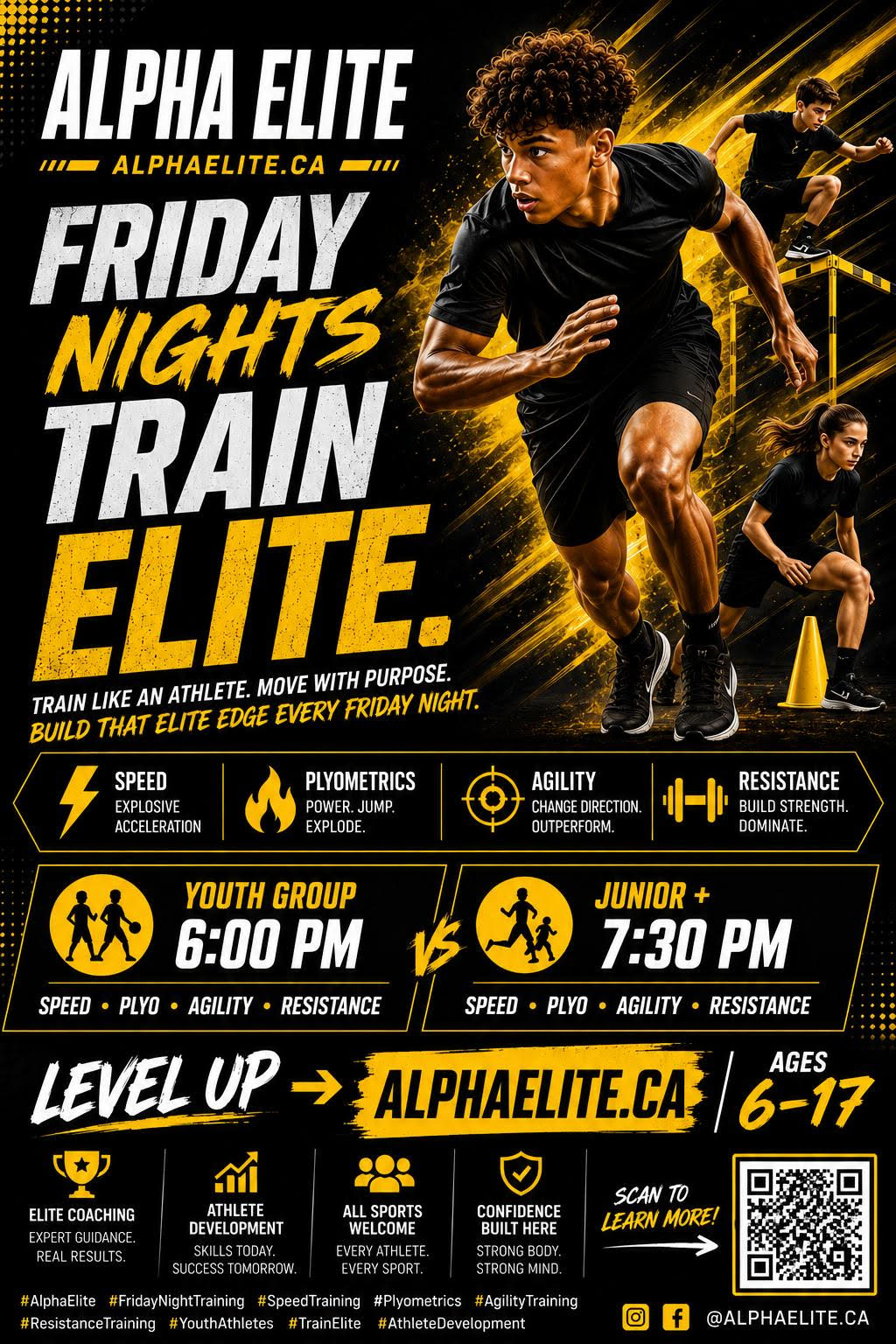 Alpha Elite Friday night training flyer